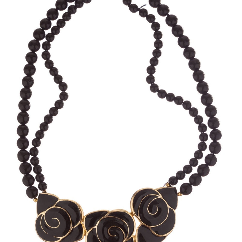 Balenciaga Black Enamel Flower Necklace - Picture 2 of 7